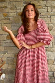 Nonni Gingham Darling Dress Sangria